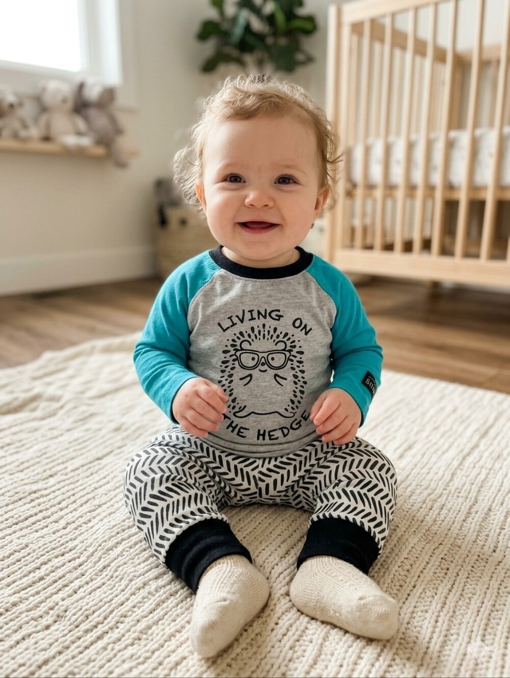 Baby Starters "Living On The Hedge" Hedgehog Cotton Outfit Set - Size 6 Months